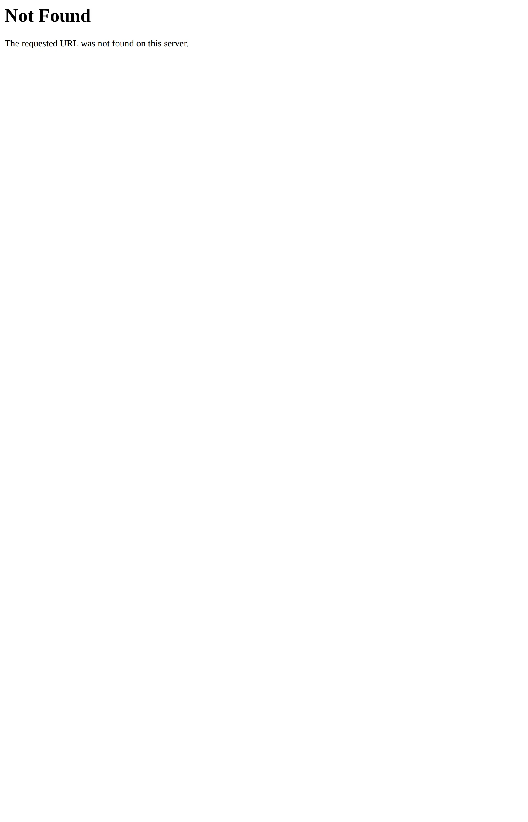 softdream3.com/law/ に直接アクセスした際の画面。「Not Found」「The requested URL was not found on this server.」とだけ表示されている